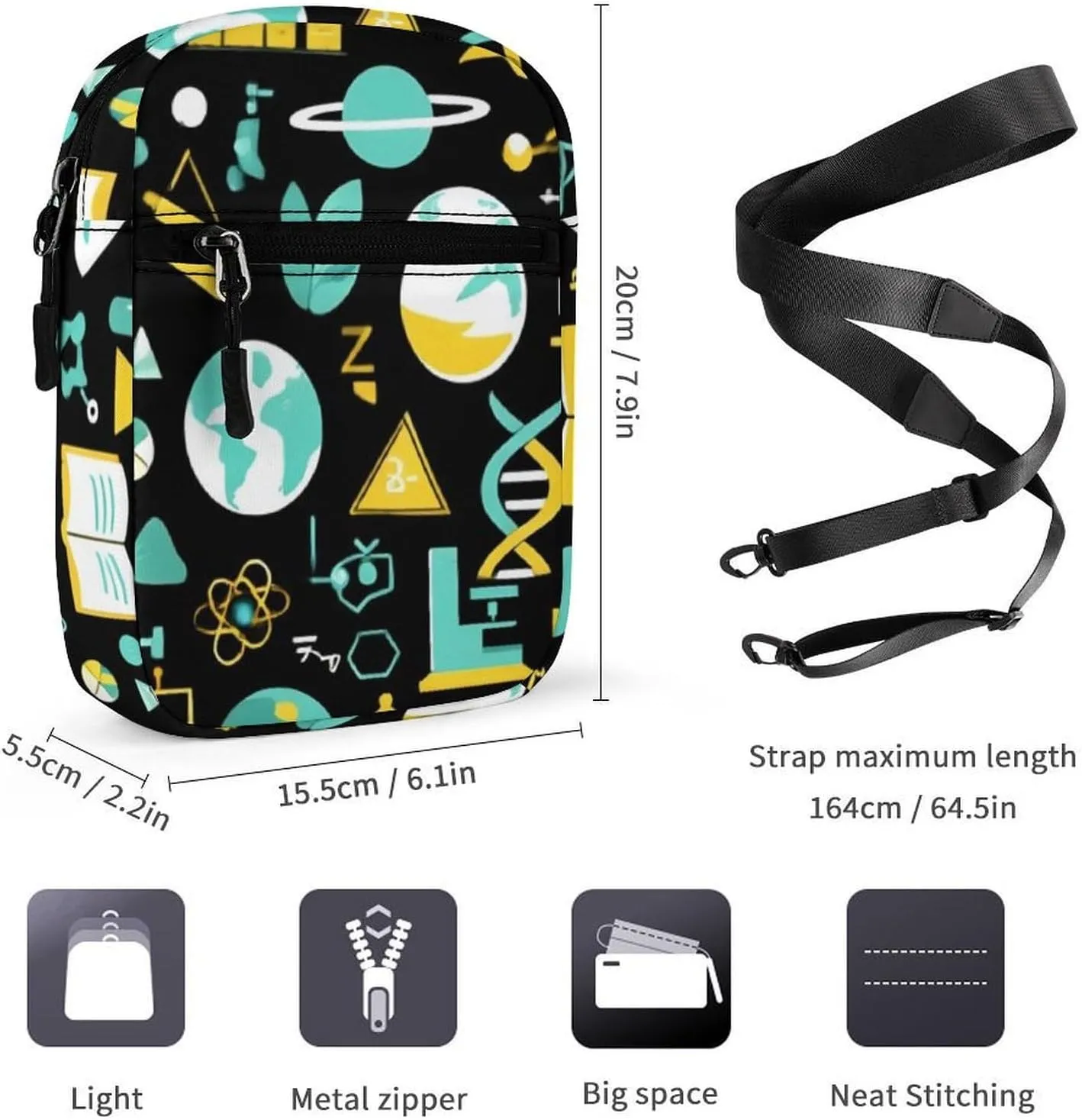 Portable Crossbody Shoulder Bag for Women, Travel Mini Pouch Waterproof Casual Zipper Cell Phone Purse