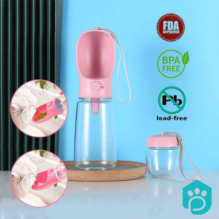 Portable Dog Water Bottle with Food Storage