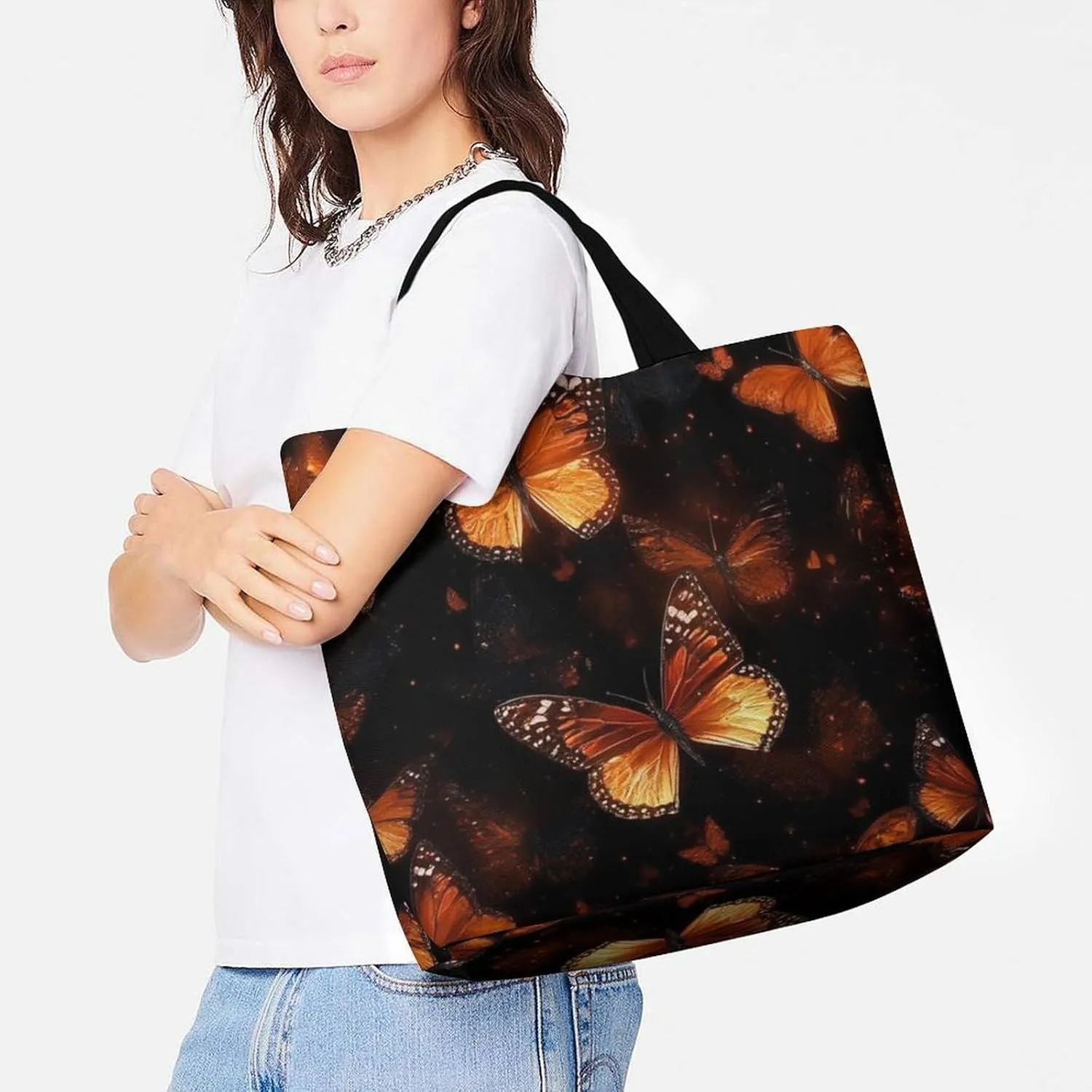 Portable Large Tote Bag for Women, Reusable Grocery Shoulder Bag Multipurpose Shopping Bags
