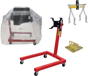 Portable Steel Rotating Engine Stand Hoist Kit (1,500 lb Capacity), Includes Bag/Lift Plate/Leveler