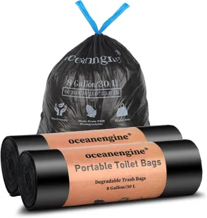 Portable Toilet Bags with Drawstrings, 100% Compostable 8 Gallon Camping Bucket Toilet Bags, Biodegradable Camp Toilet Waste Bags, Camping Potty Bags for Portable Toilet