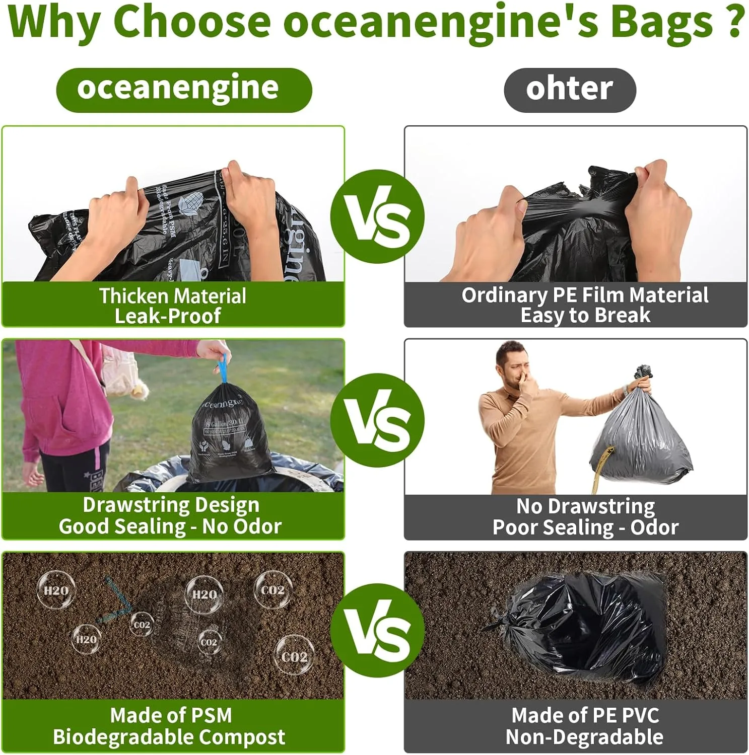 Portable Toilet Bags with Drawstrings, 100% Compostable 8 Gallon Camping Bucket Toilet Bags, Biodegradable Camp Toilet Waste Bags, Camping Potty Bags for Portable Toilet