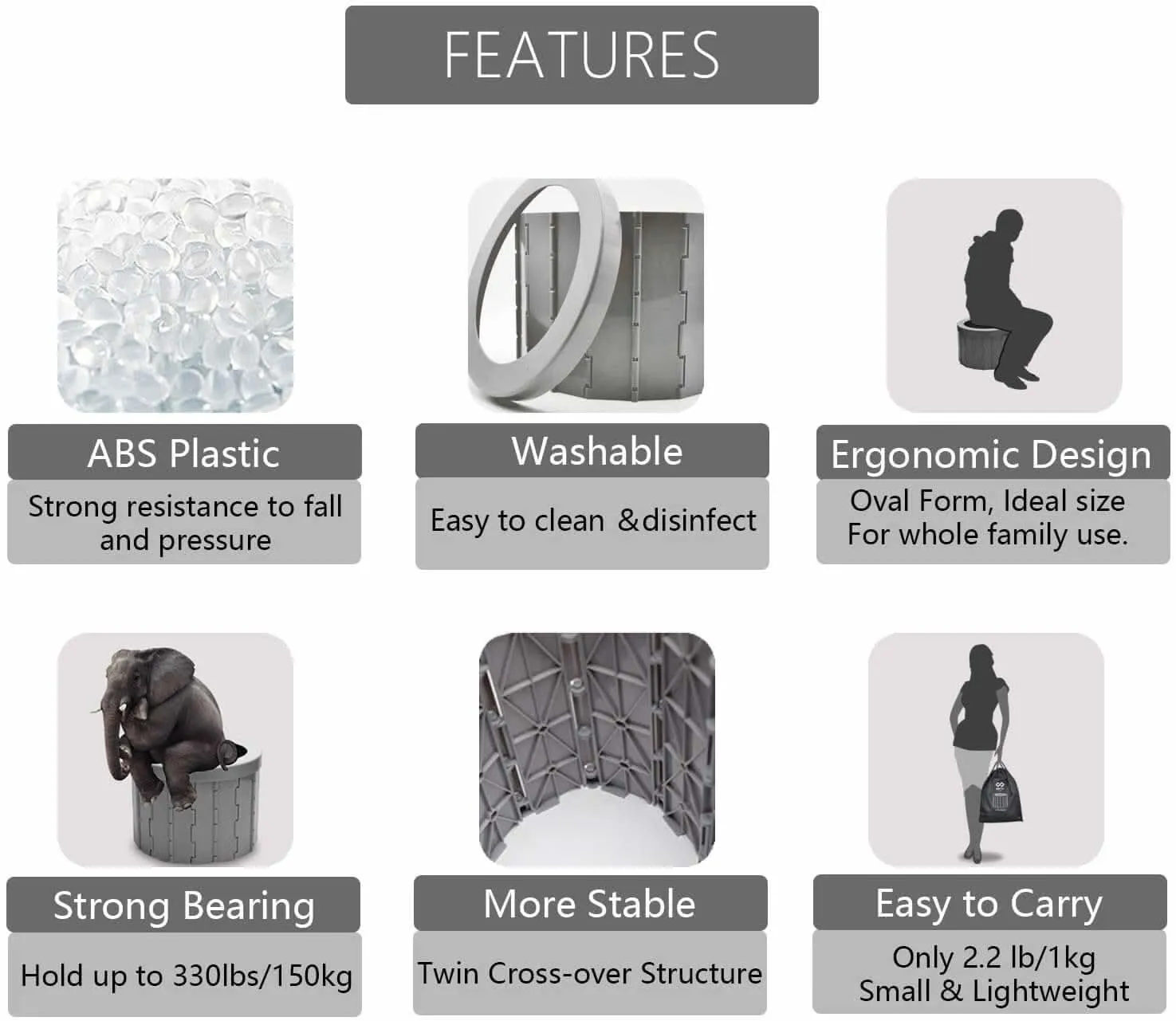 Portable Toilet Seat (Gray)