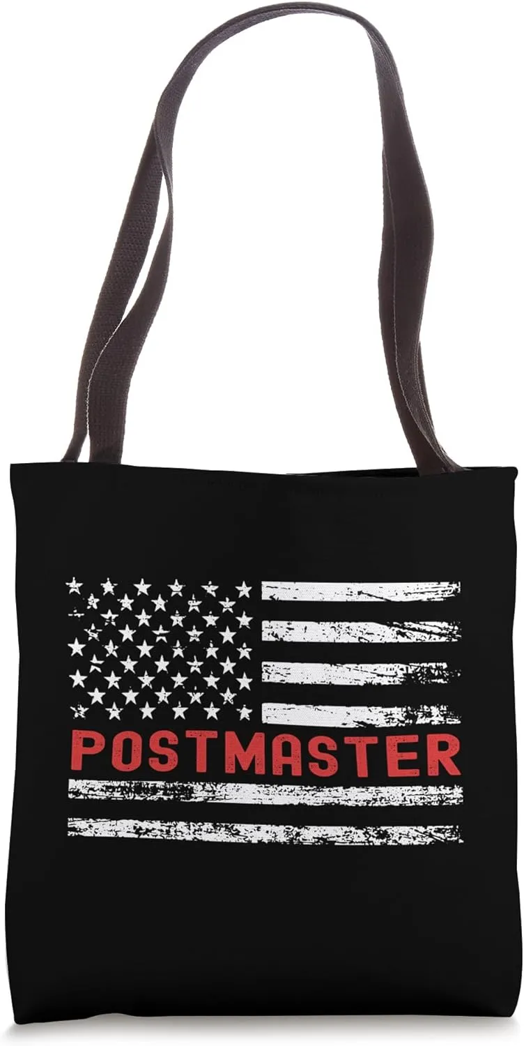 Postmaster USA Flag Profession Retro Job Title Tote Bag