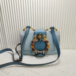 Preloved Miu Miu Embellished Blue Crossbody Bag