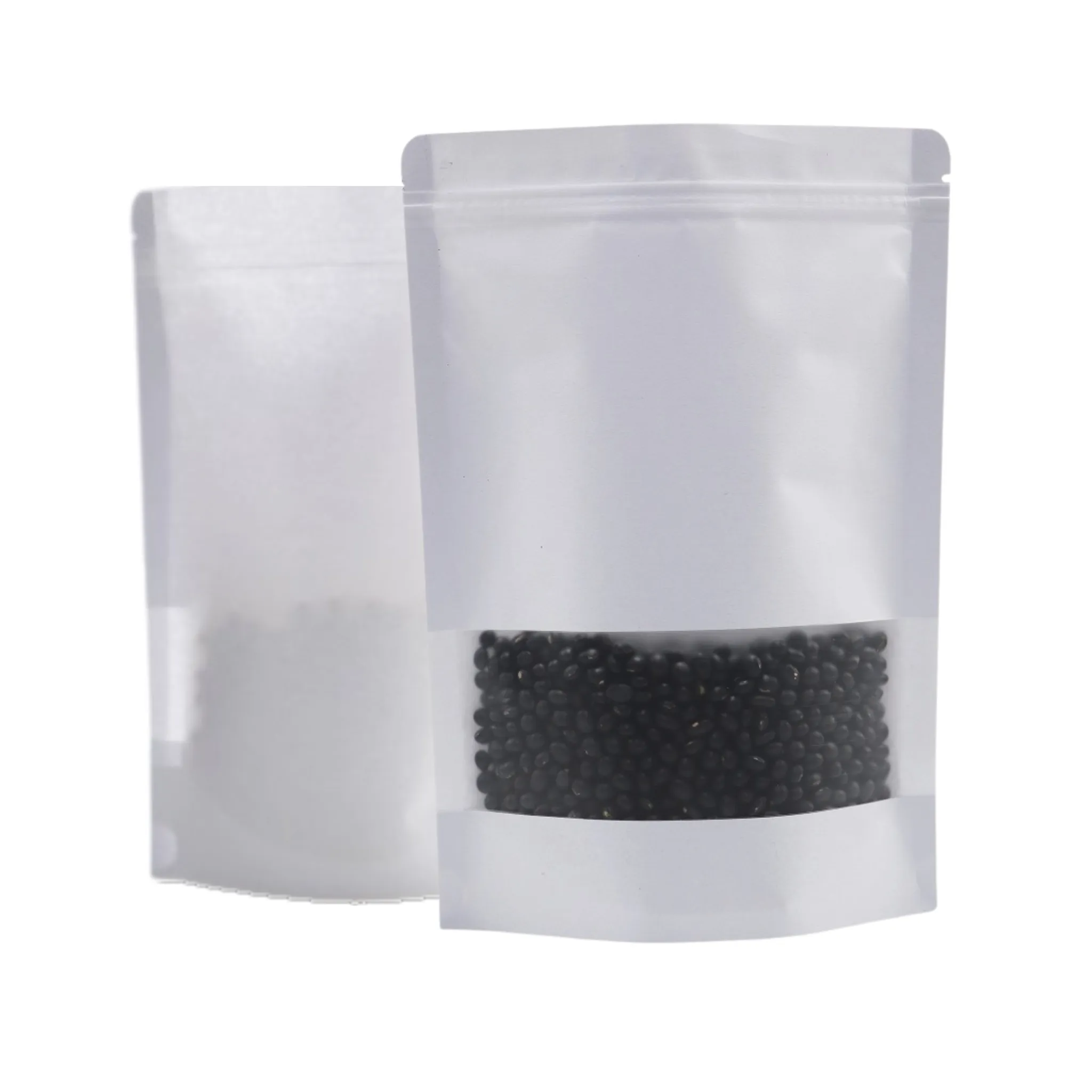 Premium 120 x 200mm   40mm Resealable Zip Lock Stand Up White Kraft Paper Bag