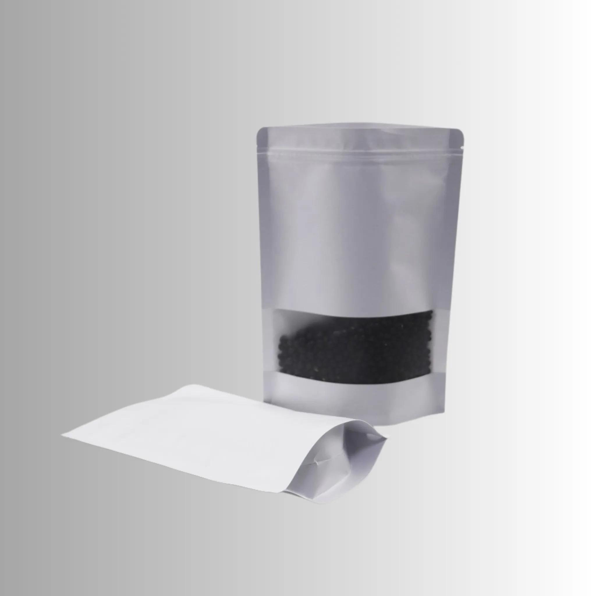 Premium 120 x 200mm   40mm Resealable Zip Lock Stand Up White Kraft Paper Bag