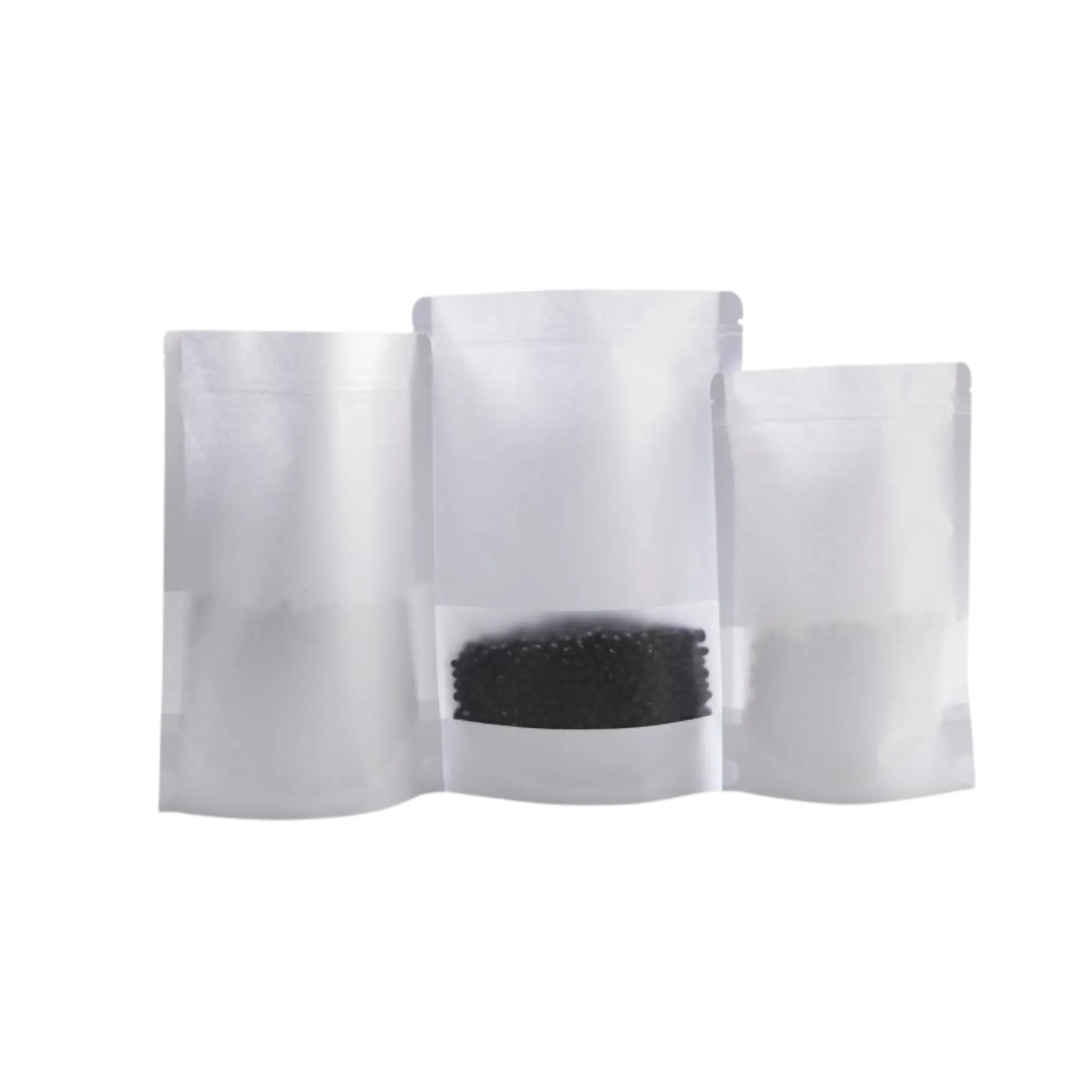 Premium 120 x 200mm   40mm Resealable Zip Lock Stand Up White Kraft Paper Bag