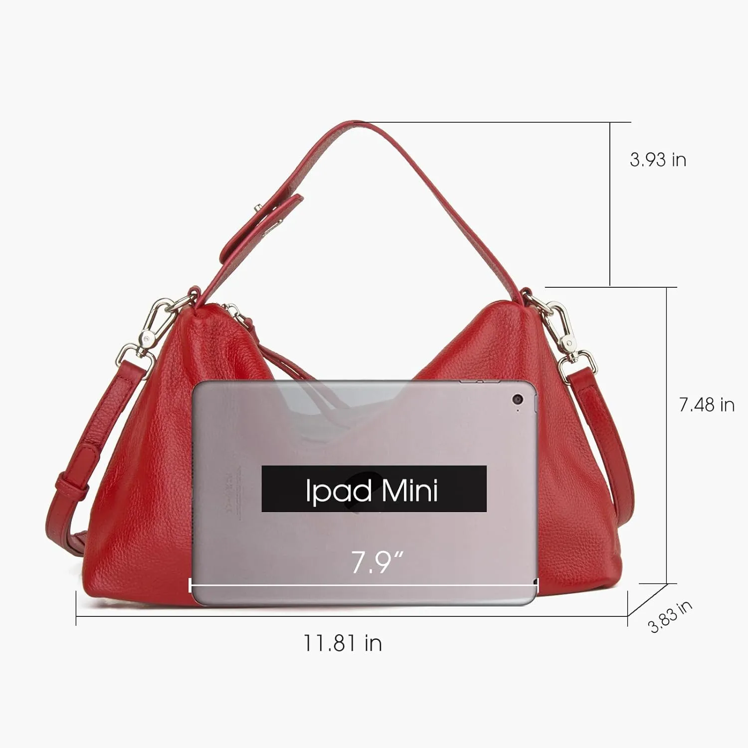 Premium Full-Grained Leather Crossbody Bags for Women, Slouchy Shoulder Bag with Adjustable Strap and Tote Handbag