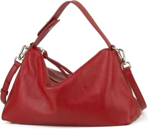 Premium Full-Grained Leather Crossbody Bags for Women, Slouchy Shoulder Bag with Adjustable Strap and Tote Handbag