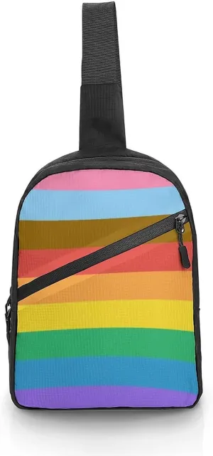 Progress Flag Rainbow Colours Folding Chest Bag with Multiple Pockets Lightweight And Durable Design
