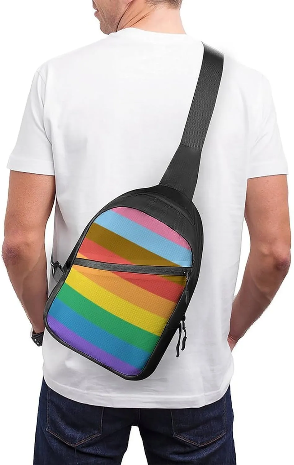 Progress Flag Rainbow Colours Folding Chest Bag with Multiple Pockets Lightweight And Durable Design