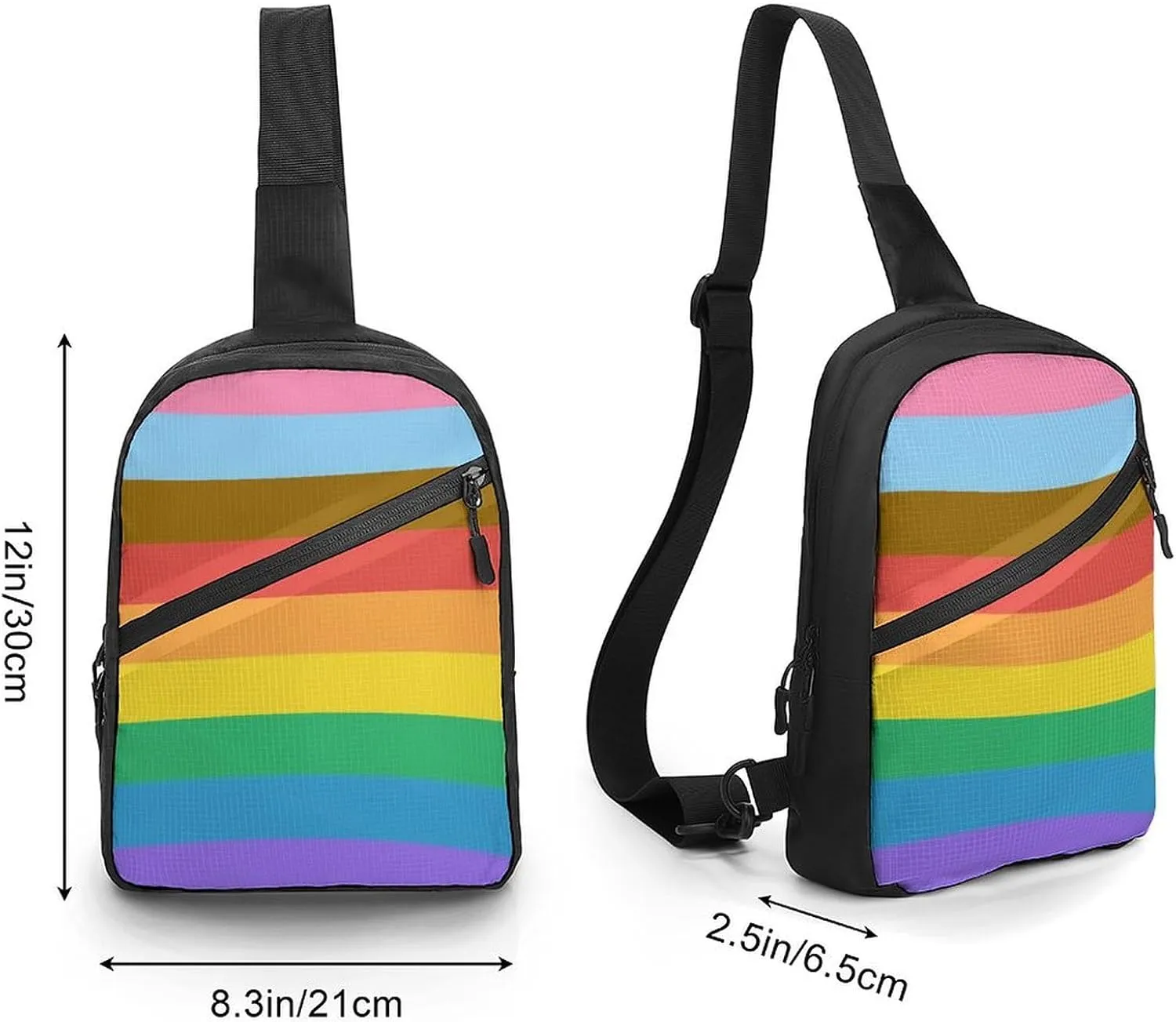 Progress Flag Rainbow Colours Folding Chest Bag with Multiple Pockets Lightweight And Durable Design