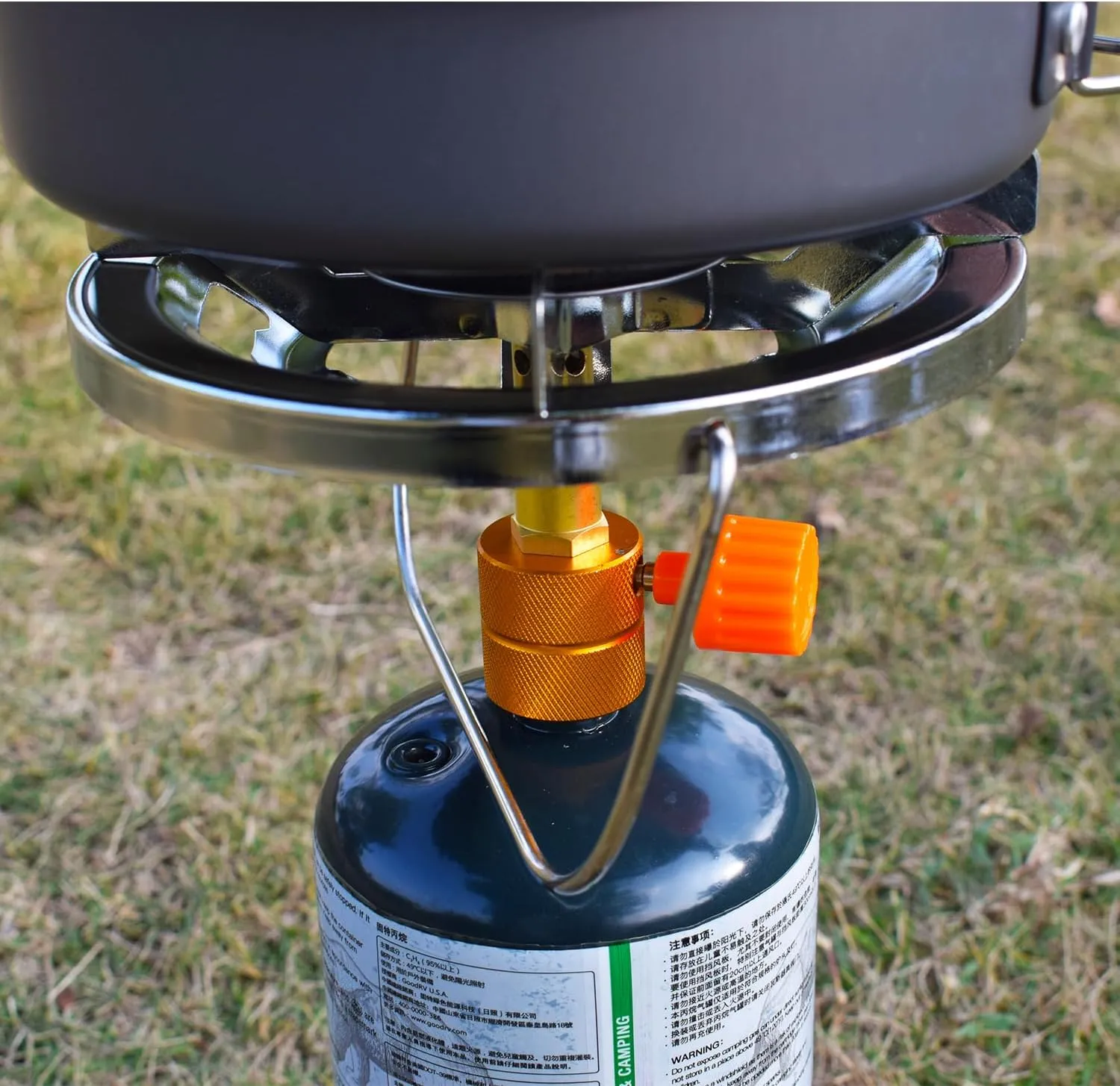 Propane Stove Portable Camping Gas Stove 10,000 BTU Bottletop Single Adjustable Burner with 1 lb Tank Base Carrying Case Great for Backpacking Emergencies Outdoor
