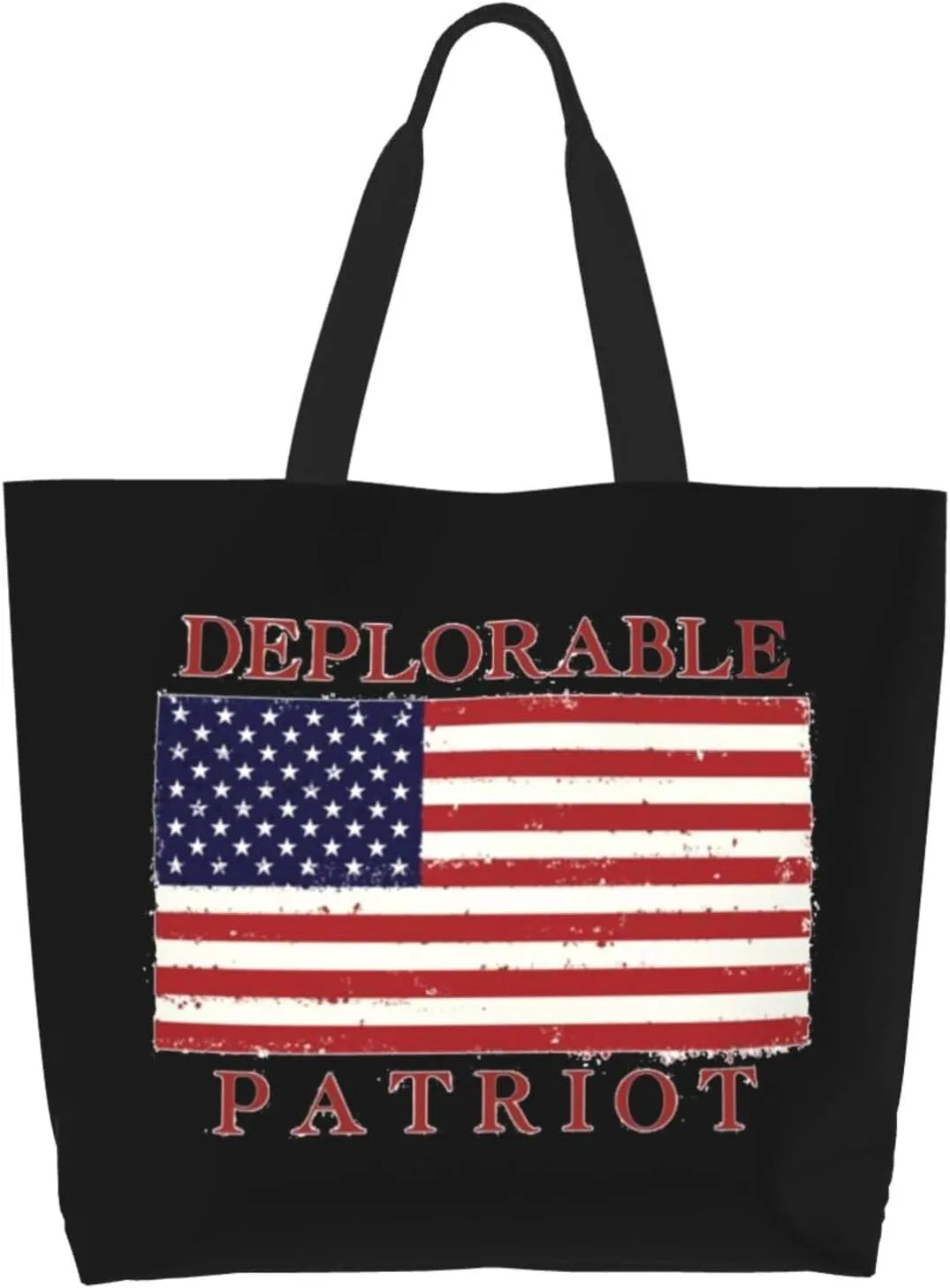 Proud Deplorable Patriot American Flag Women'S Lightweight Canvas Handbag Waterproof Reusable Shopping Bag