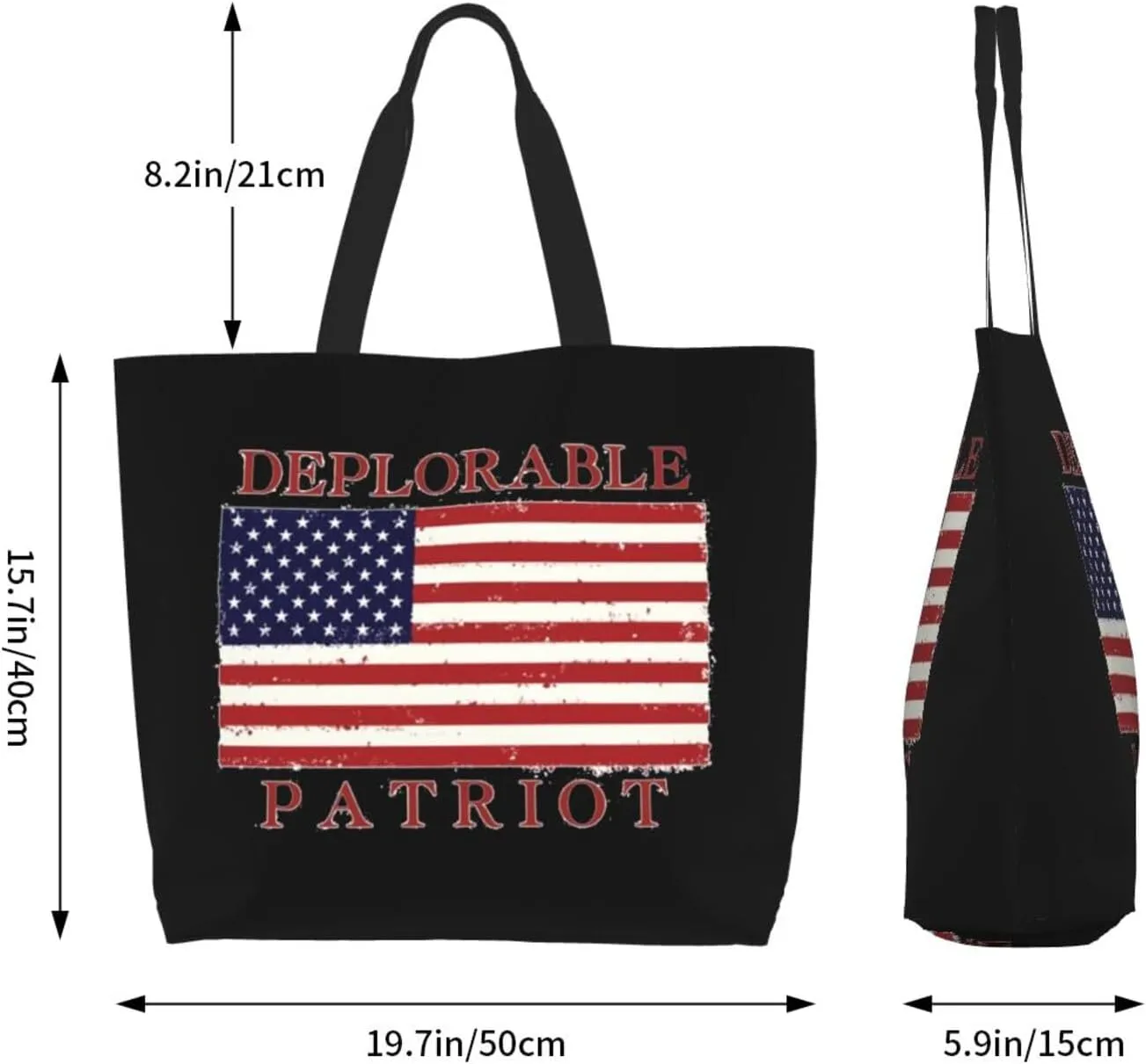 Proud Deplorable Patriot American Flag Women'S Lightweight Canvas Handbag Waterproof Reusable Shopping Bag
