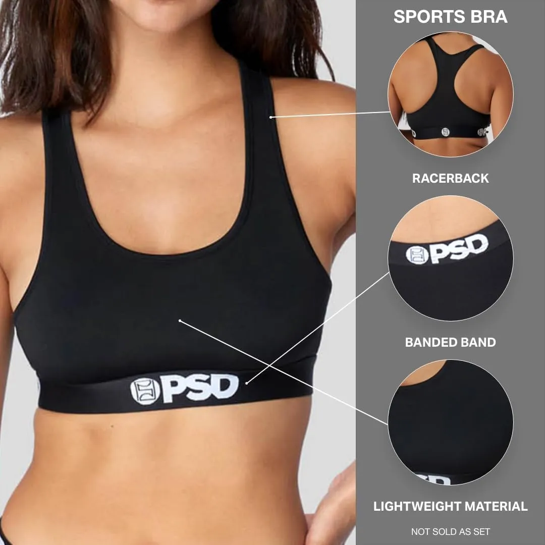 PSD Women's Animal Print Sports Bra - Racerback Sports Bras for Women with Breathable Microfiber Fabric