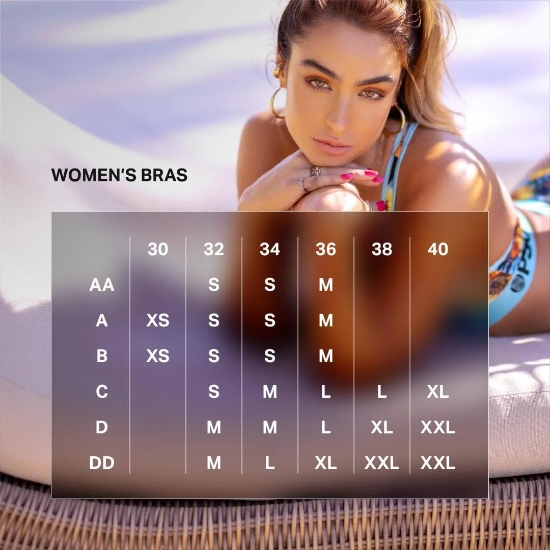 PSD Women's Butterfly Print Sports Bra - Racerback Sports Bras for Women with Breathable Microfiber Fabric
