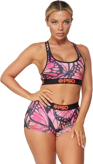 PSD Women's Butterfly Print Sports Bra - Racerback Sports Bras for Women with Breathable Microfiber Fabric
