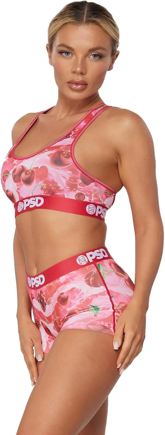 PSD Women's Food Print Sports Bra - Racerback Sports Bras for Women with Breathable Microfiber Fabric