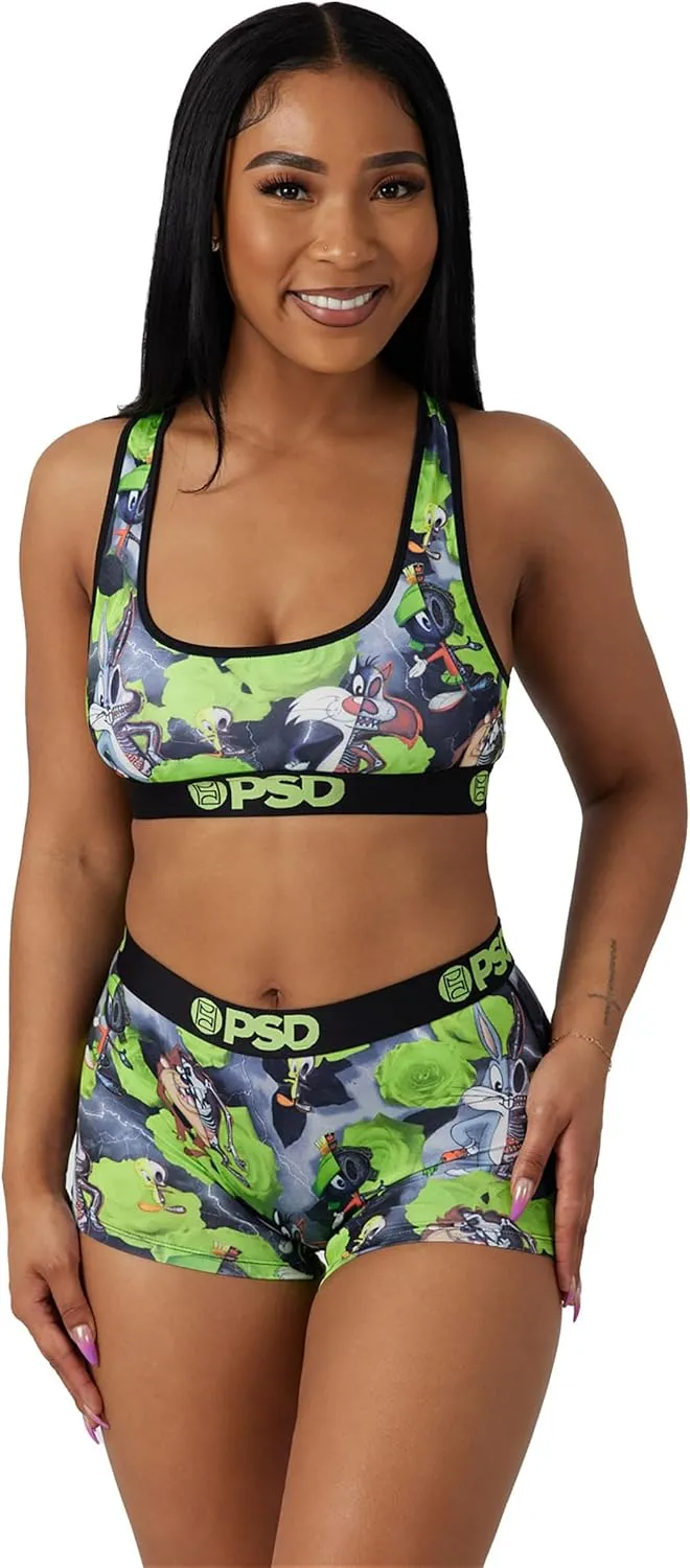 PSD Women's Looney Tunes Sports Bra - Racerback Sports Bras for Women with Breathable Microfiber Fabric