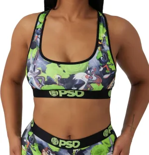 PSD Women's Looney Tunes Sports Bra - Racerback Sports Bras for Women with Breathable Microfiber Fabric