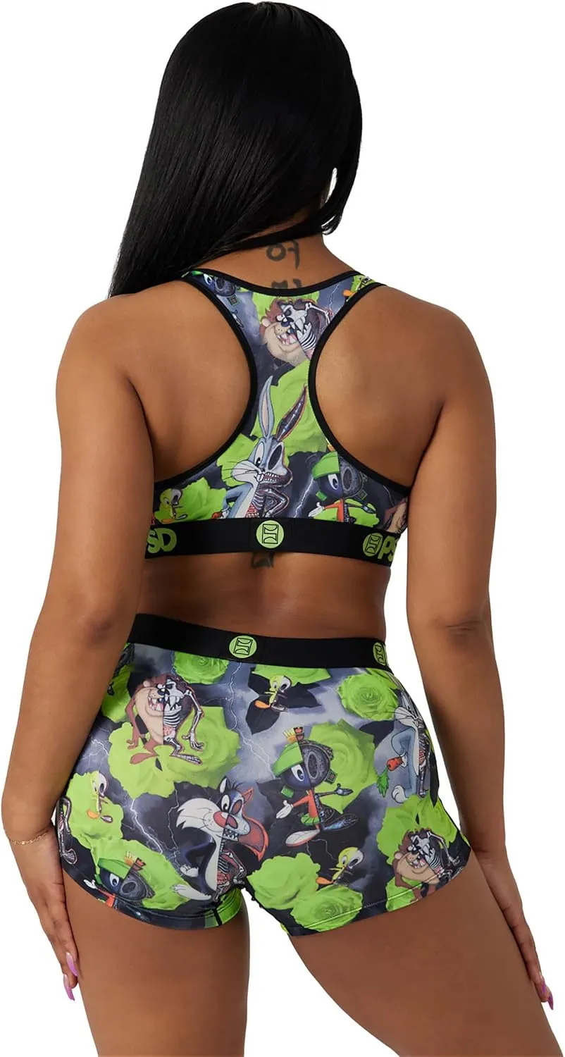 PSD Women's Looney Tunes Sports Bra - Racerback Sports Bras for Women with Breathable Microfiber Fabric
