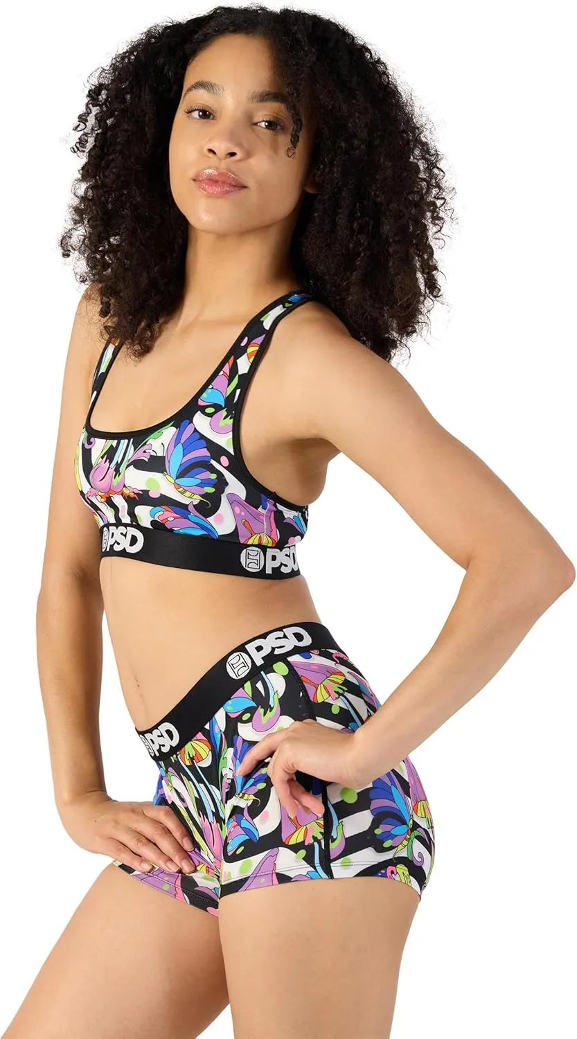 PSD Women's Recreational Print Sports Bra - Racerback Sports Bras for Women with Breathable Microfiber Fabric