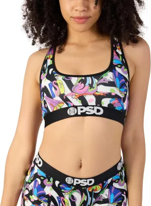 PSD Women's Recreational Print Sports Bra - Racerback Sports Bras for Women with Breathable Microfiber Fabric