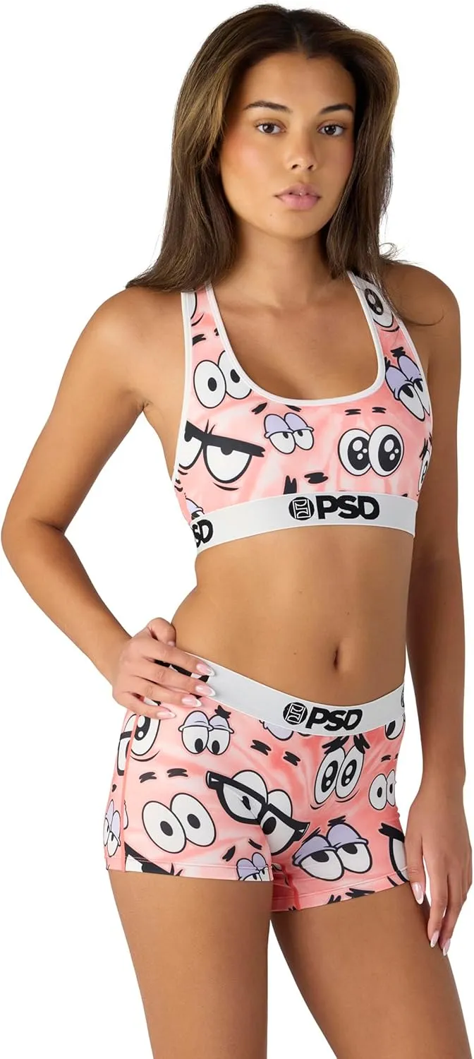 PSD Women's Spongebob Squarepants Sports Bra - Racerback Sports Bras for Women with Breathable Microfiber Fabric