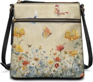 PU Crossbody Bags for Women Large Multiple Pockets Bag Fashion Sling Hobo Bag with Zipper for Working Shopping