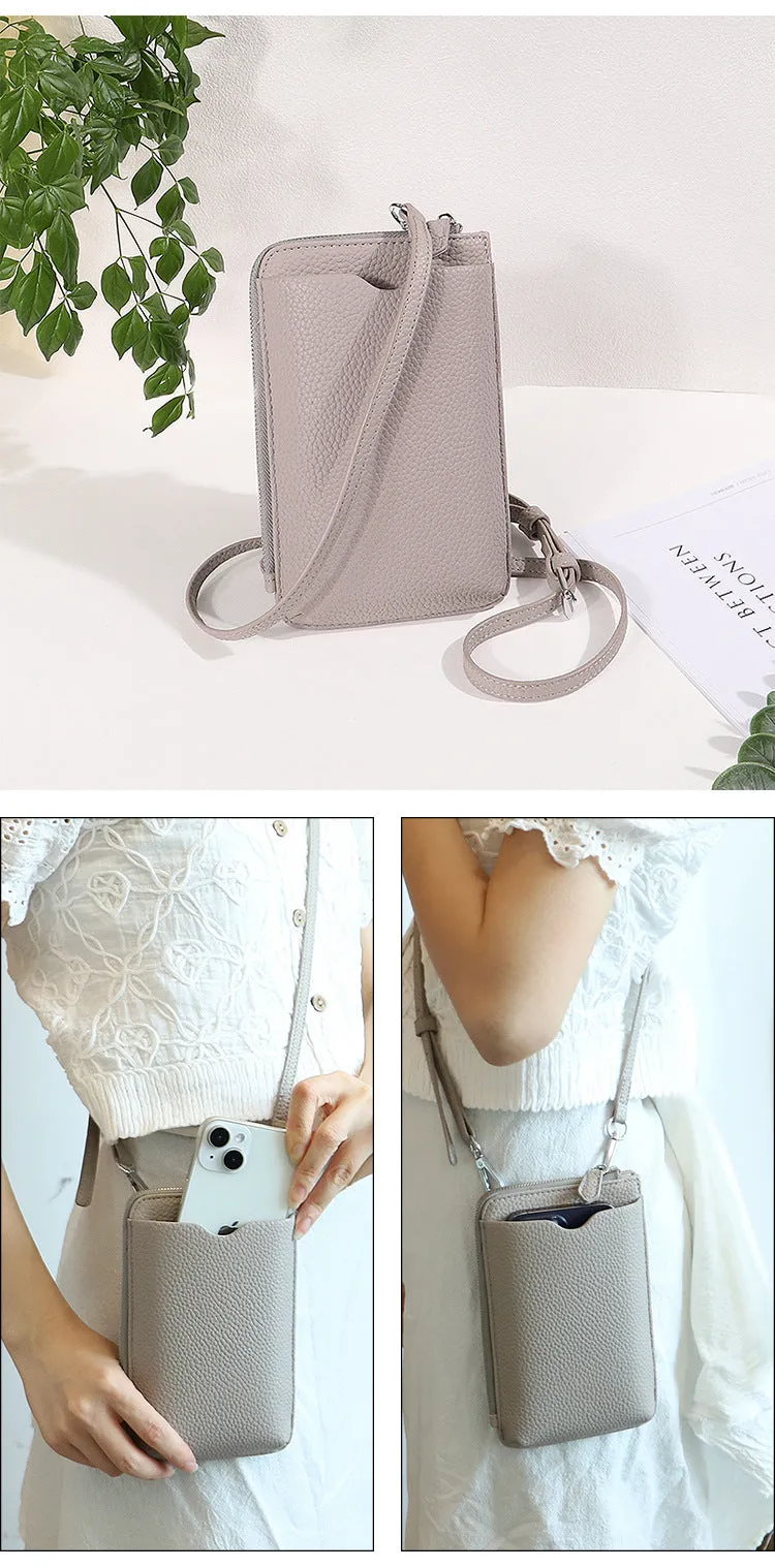 PU Vegan Leather Women Crossbody Wallet Phone Bag Card Wallet Pouch with Shoulder Strap