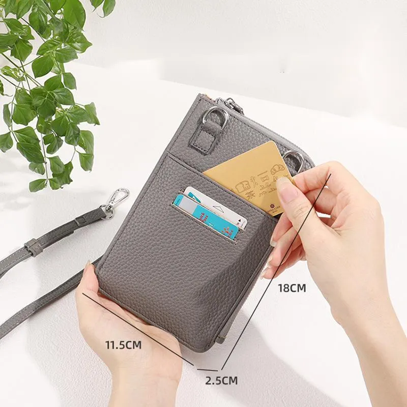 PU Vegan Leather Women Crossbody Wallet Phone Bag Card Wallet Pouch with Shoulder Strap