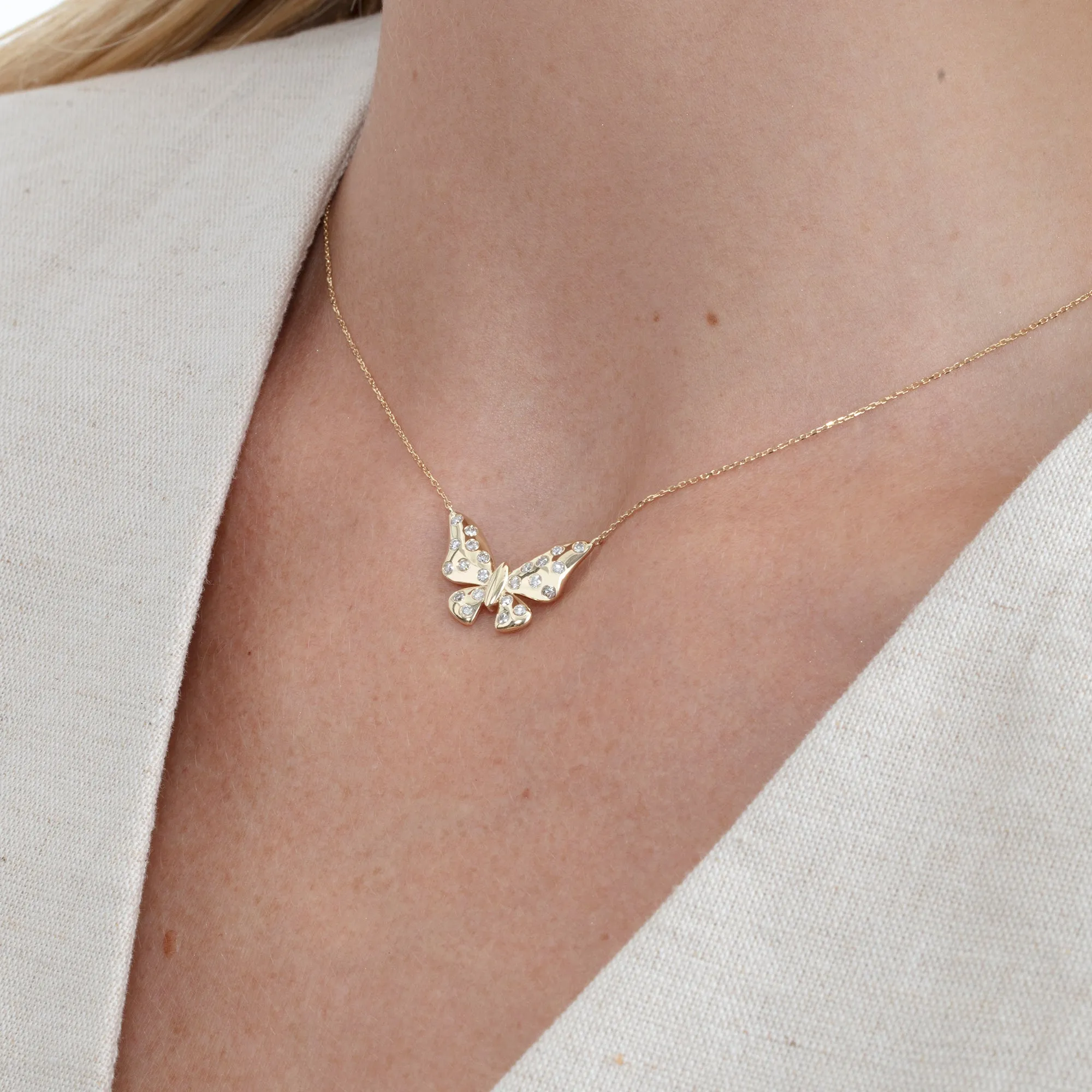 Puff Diamond Butterfly Necklace, Yara