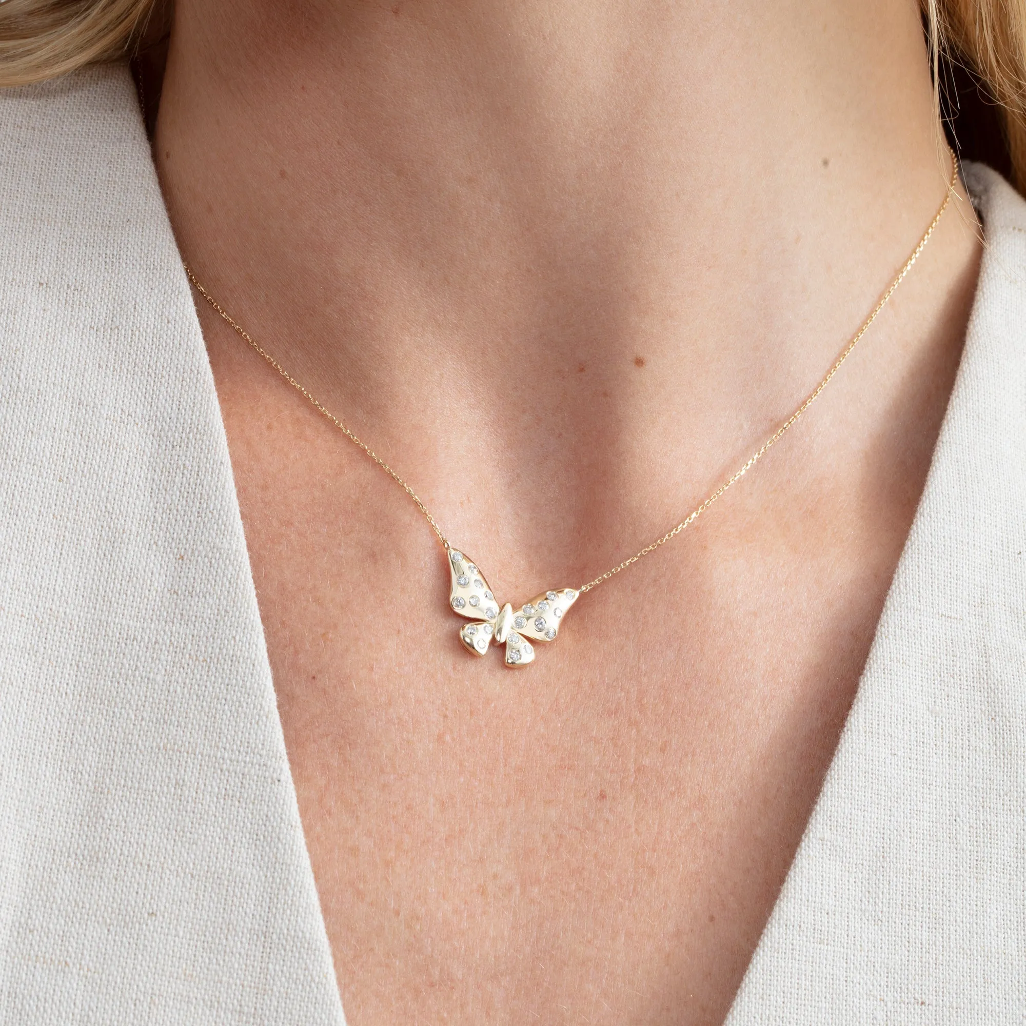 Puff Diamond Butterfly Necklace, Yara