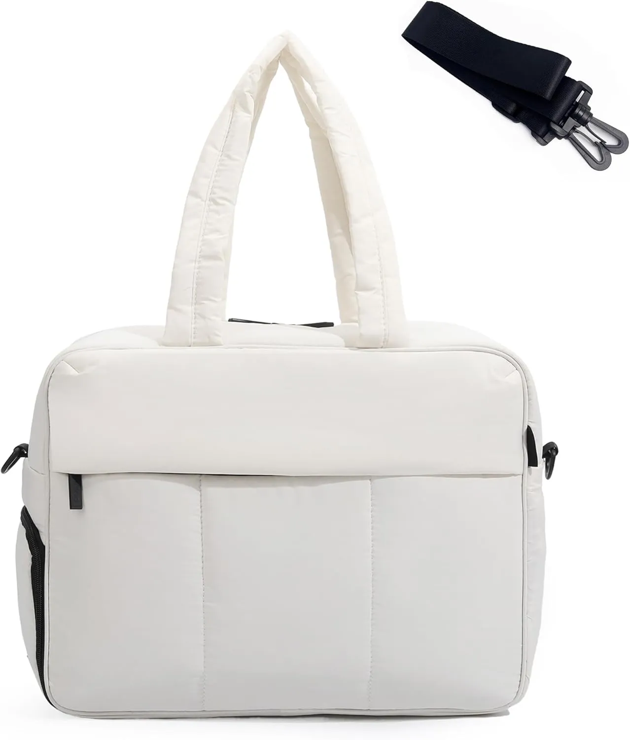 Puffy Duffle, Waterproof Carry On Weekender, Soft Travel Bag with Shoes Compartment & Small ID Bag