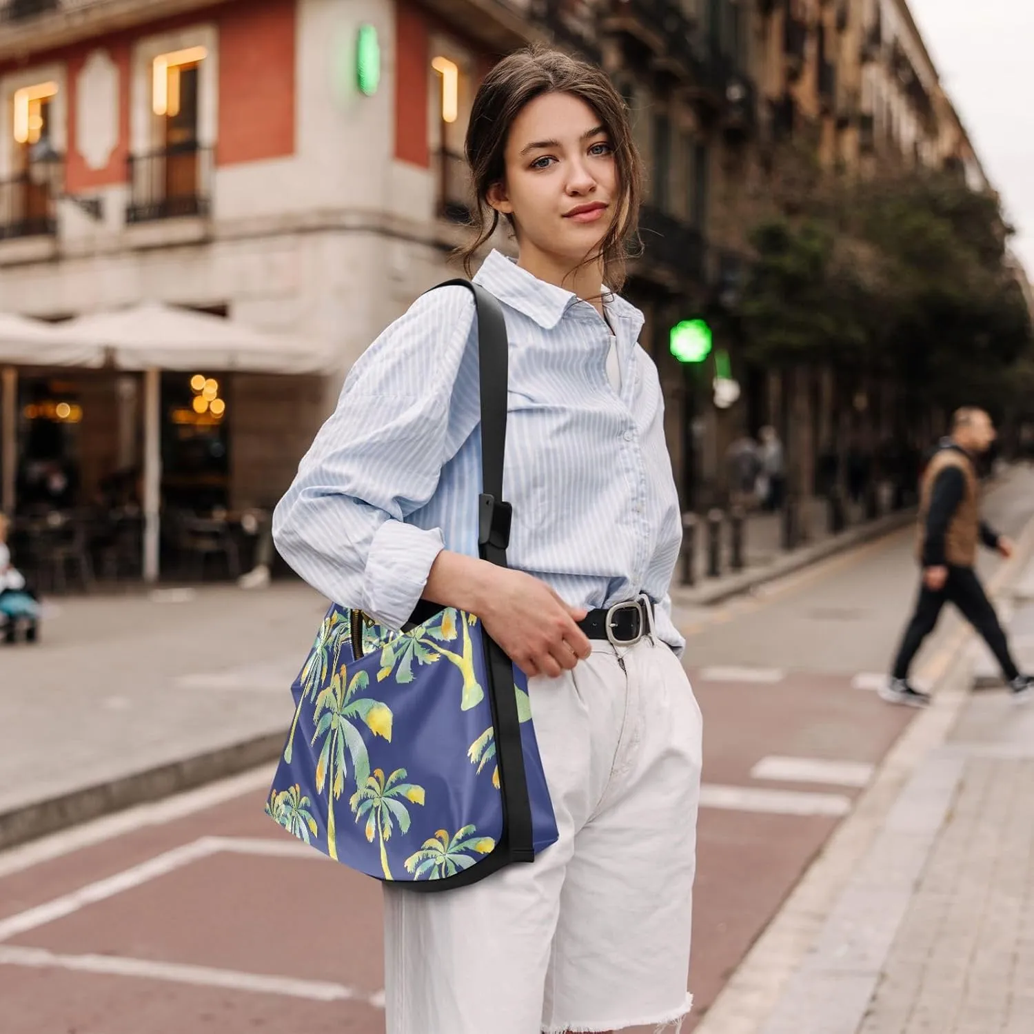 Purple Angrey Sea Animal Shoulder Bag for Women Man PU Leather Crossbody Bag with Adjustable Strap