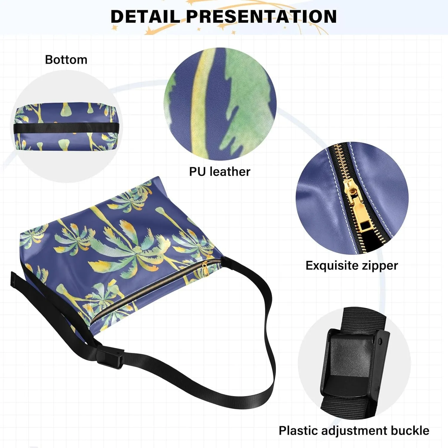 Purple Angrey Sea Animal Shoulder Bag for Women Man PU Leather Crossbody Bag with Adjustable Strap