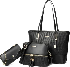 Purses for Women Shoulder Bag Womens Tote Bag Large Capacity Slanting Crossbody Bag Wallet Set 3pcs
