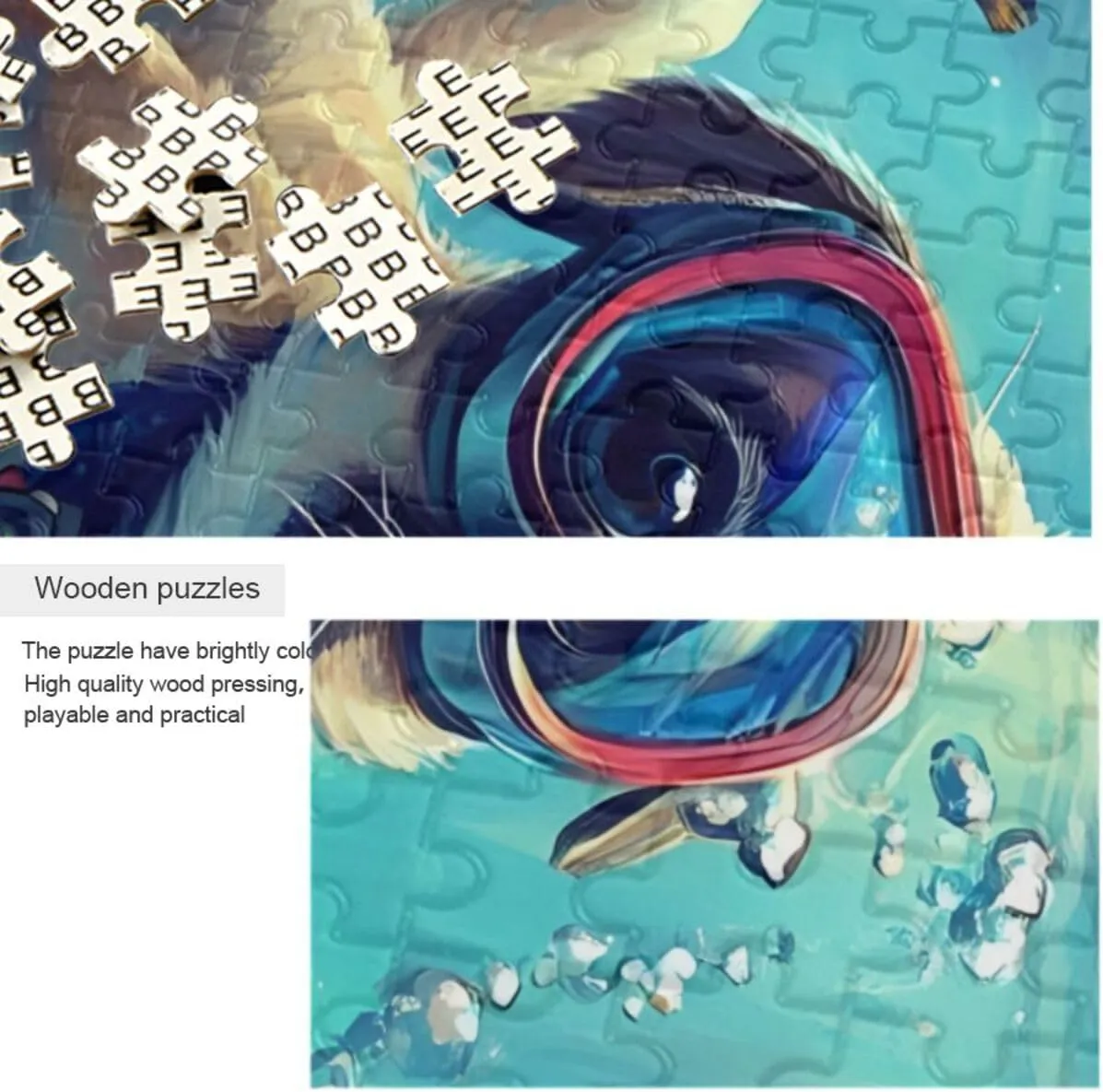 Puzzles for Adults 1000 Piece Cute Pug Swimming Underwater Fish Jigsaw Puzzles Kids Game Toys Gift Home Decor 202b8593