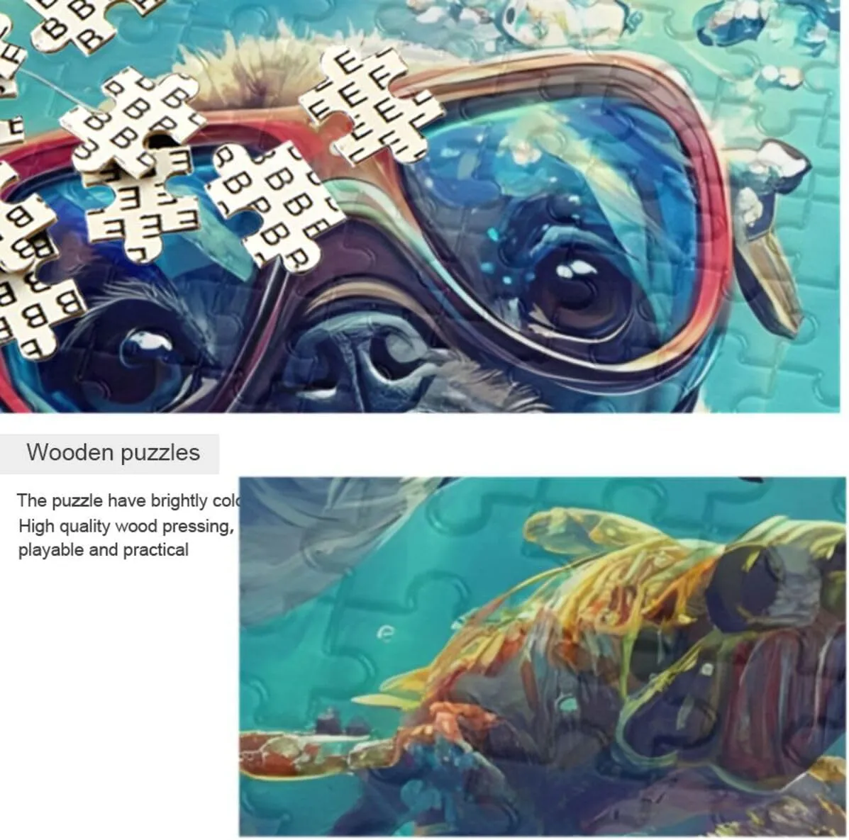 Puzzles for Adults 1000 Piece Cute Pug Swimming Underwater Fish Jigsaw Puzzles Kids Game Toys Gift Home Decor 202b8593