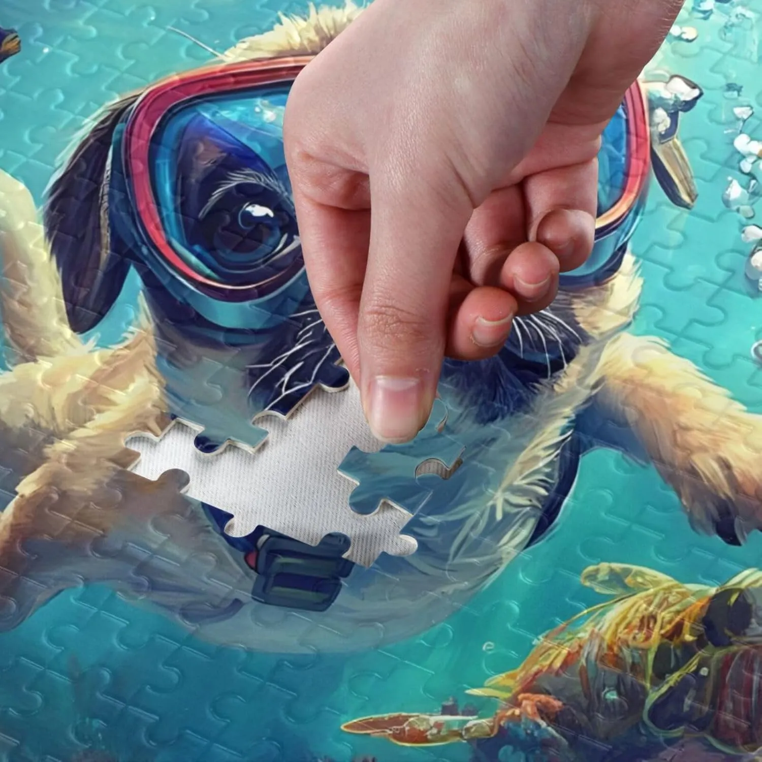 Puzzles for Adults 1000 Piece Cute Pug Swimming Underwater Fish Jigsaw Puzzles Kids Game Toys Gift Home Decor 202b8593