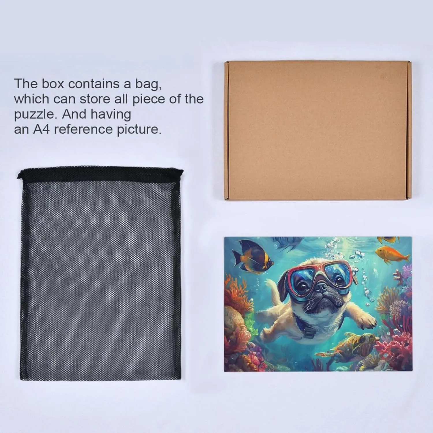 Puzzles for Adults 1000 Piece Cute Pug Swimming Underwater Fish Jigsaw Puzzles Kids Game Toys Gift Home Decor 202b8593