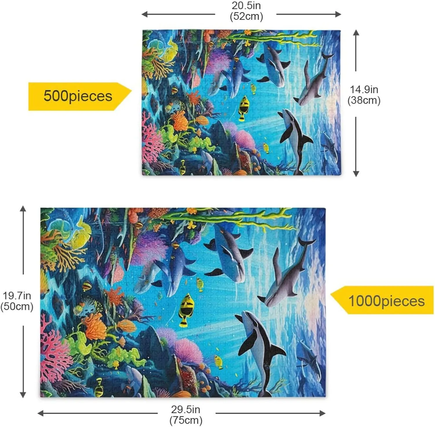 Puzzles for Adults 1000 Piece Whales Dolphin Fish Undersea Jigsaw Puzzles Kids Game Toys Gift Home Decor 202A2482