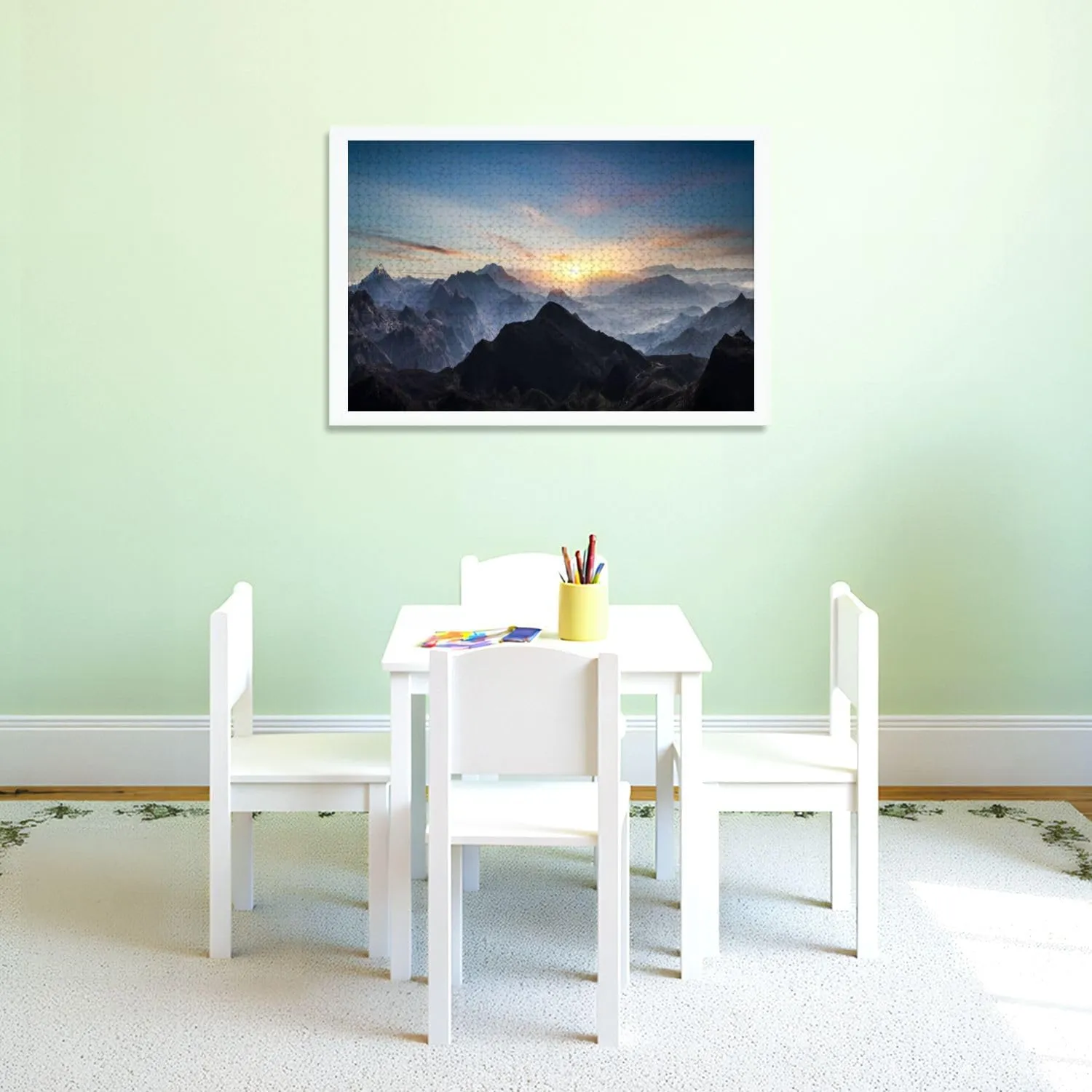 Puzzles for Adults 1000 Pieces Aerial View Misty Mountains Sunrise Wooden Jigsaw Puzzles Challenging Fun Educational Family Games Kid Toys Art Work Gift Home Decor