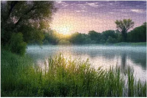 Puzzles for Adults 1000 Pieces Beautiful Colorful Morning River Wooden Jigsaw Puzzles Challenging Fun Educational Family Games Kid Toys Art Work Gift Home Decor