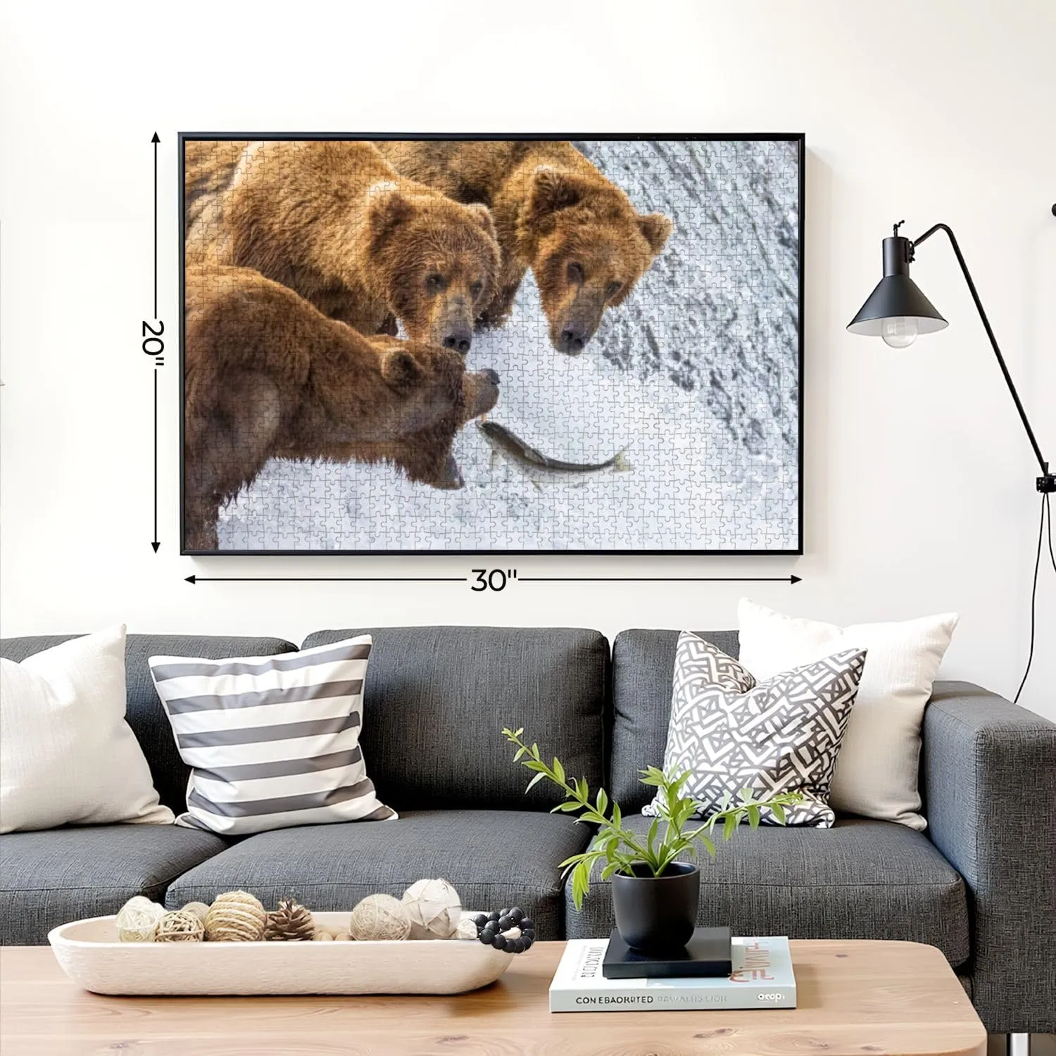 Puzzles for Adults 1000 Pieces Coastal Brown Bear Fishing Katmai Wooden Jigsaw Puzzles Challenging Fun Educational Family Games Kid Toys Art Work Gift Home Decor