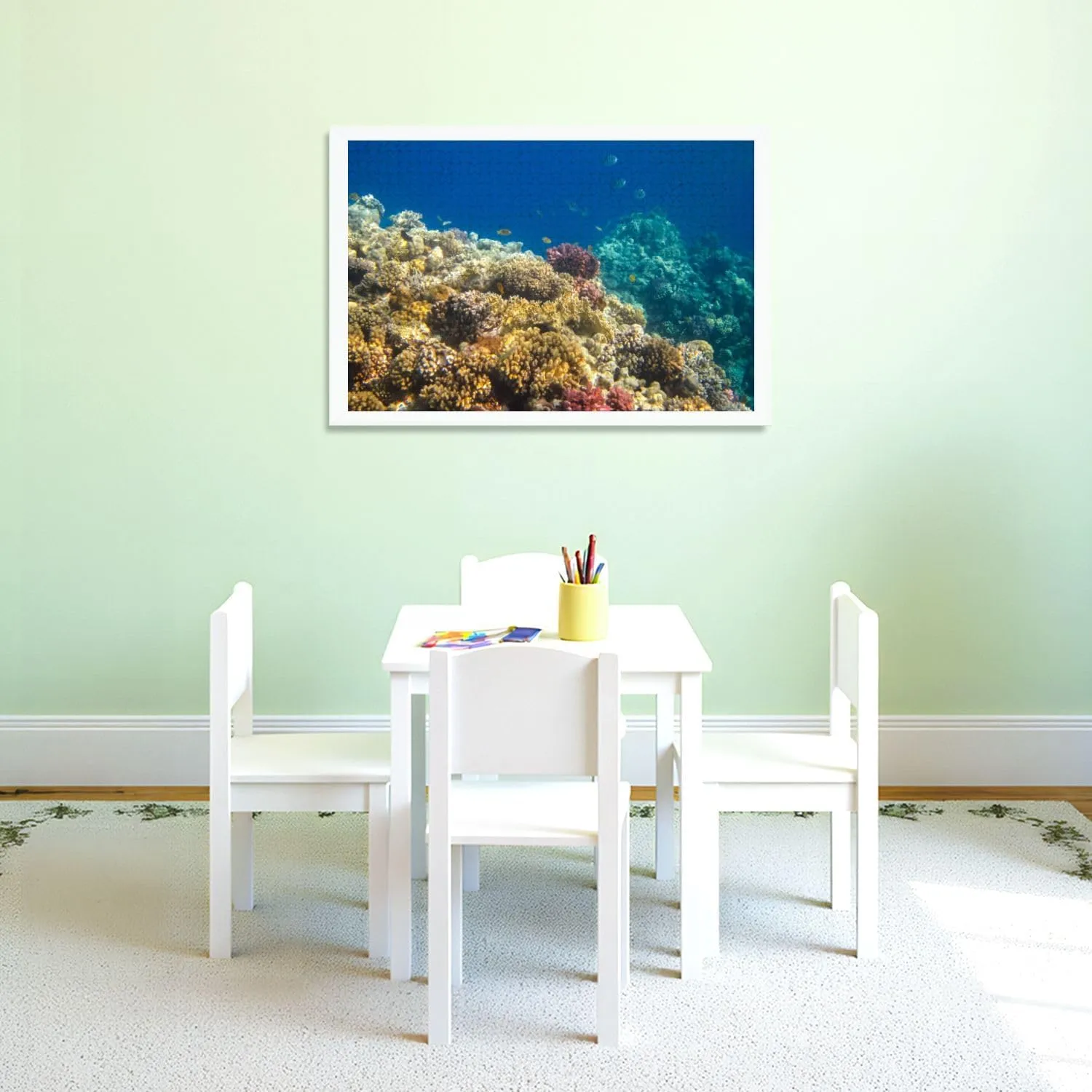 Puzzles for Adults 1000 Pieces Coral Reef Tropical Fish Sunlight Wooden Jigsaw Puzzles Challenging Fun Educational Family Games Kid Toys Art Work Gift Home Decor