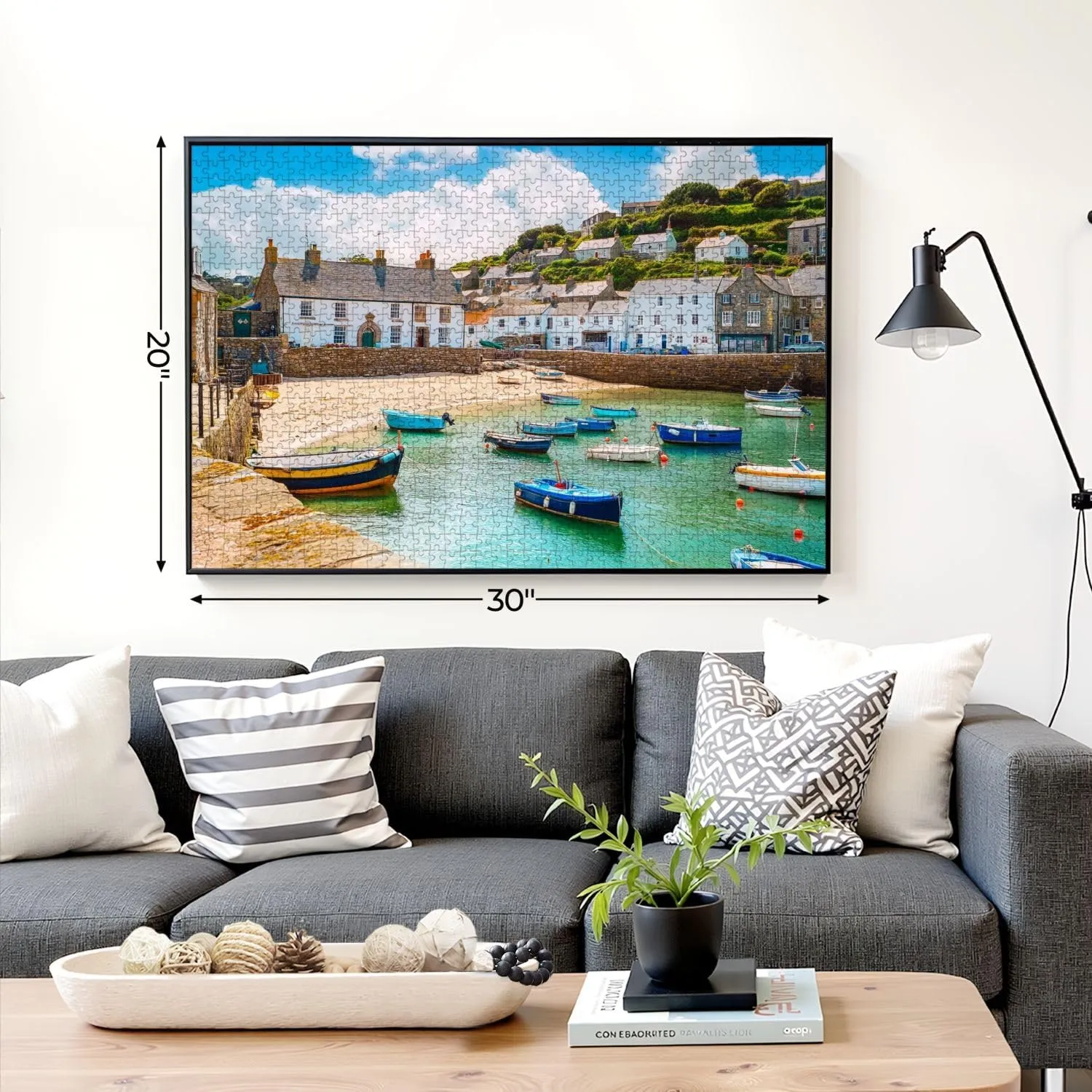 Puzzles for Adults 1000 Pieces Fishing Port Mousehole Village Cornwall England Wooden Jigsaw Puzzles Challenging Fun Educational Family Games Kid Toys Art Work Gift Home Decor