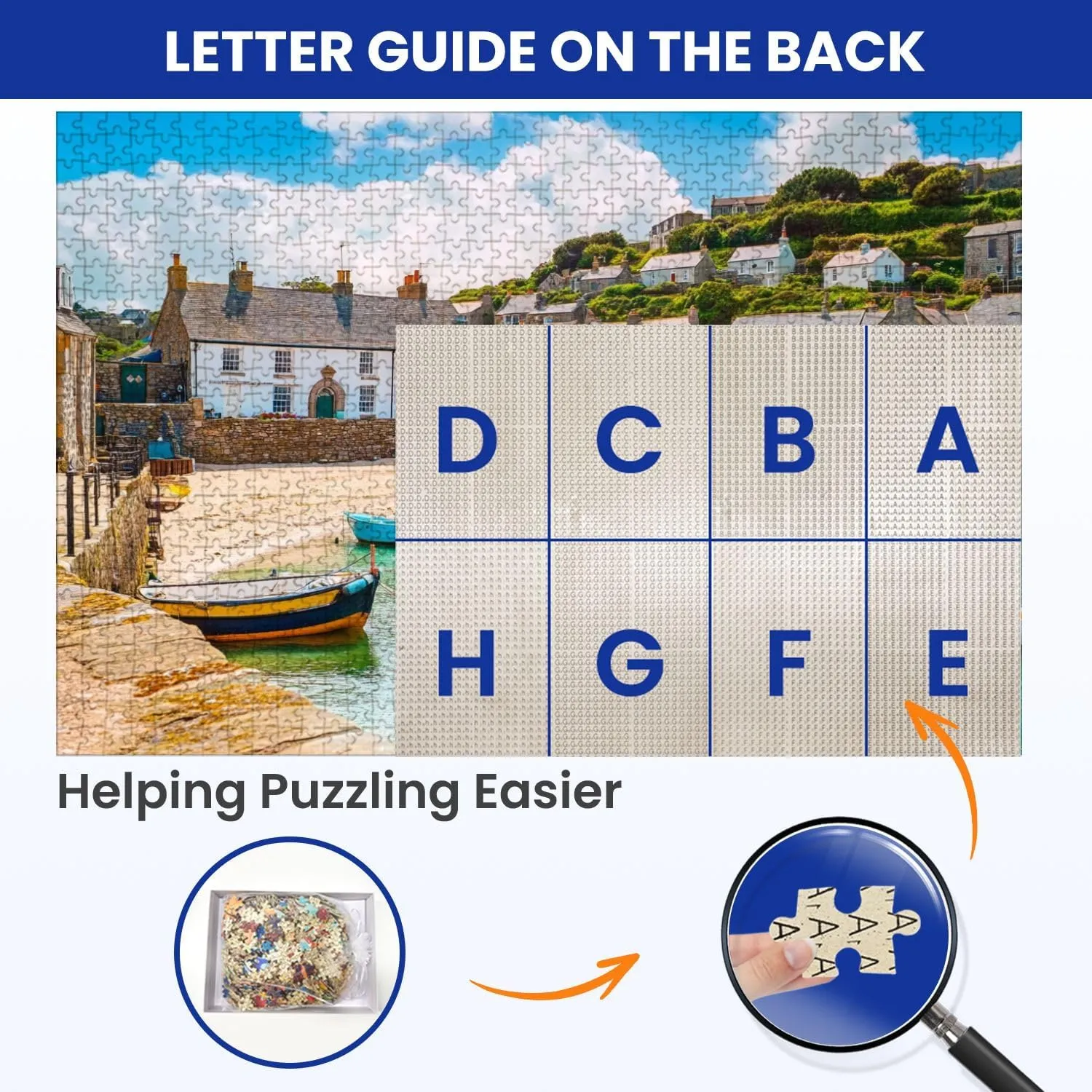Puzzles for Adults 1000 Pieces Fishing Port Mousehole Village Cornwall England Wooden Jigsaw Puzzles Challenging Fun Educational Family Games Kid Toys Art Work Gift Home Decor
